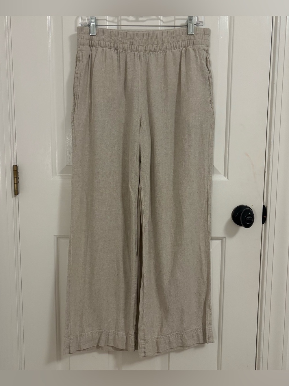 Old Navy High Rise Wide-Leg Linen-Blend Pants in Light Beige Size Medium M